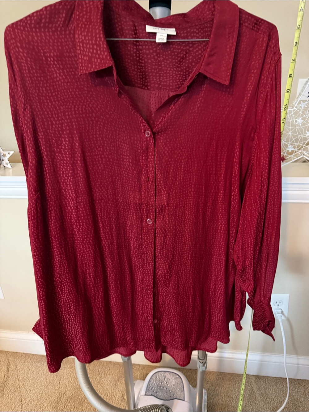 Eileen Fisher Burgundy Textured Button-Front Shirt